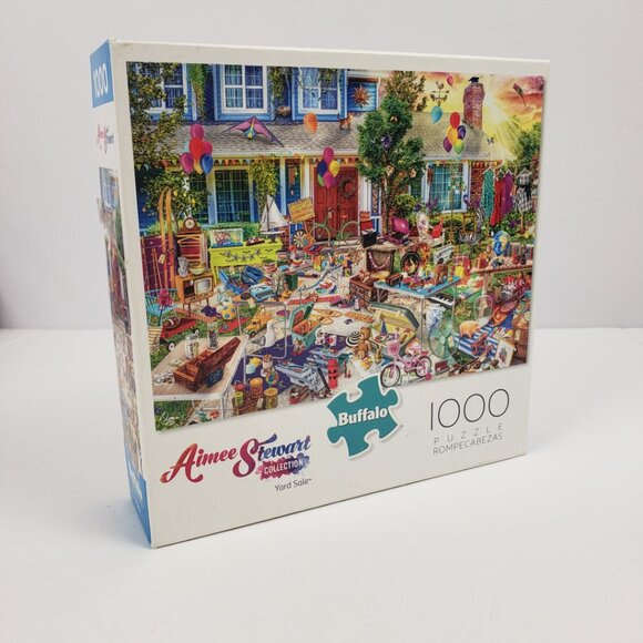 Buffalo Aimee Stewart 1000pc Yard Sale 26x19 Puzzle Game Pre-Assembled - Picture 2 of 13